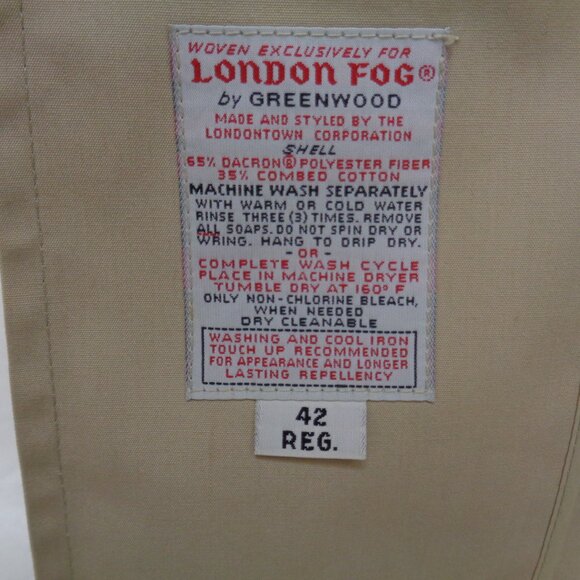 LONDON FOG Maincoats Men's Trench Coat Zip-Out Liner size 42R British Khaki - Picture 3 of 15